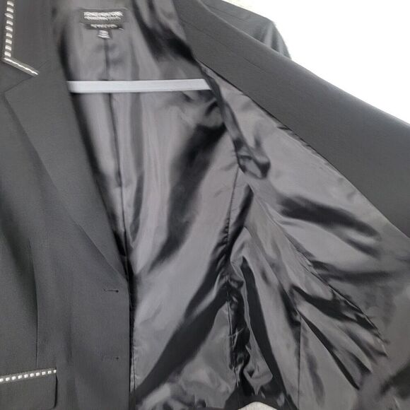 Jones New York Blazer Jacket Womens 22W Black Olivia Stretch Embroidered Lined - Picture 9 of 12